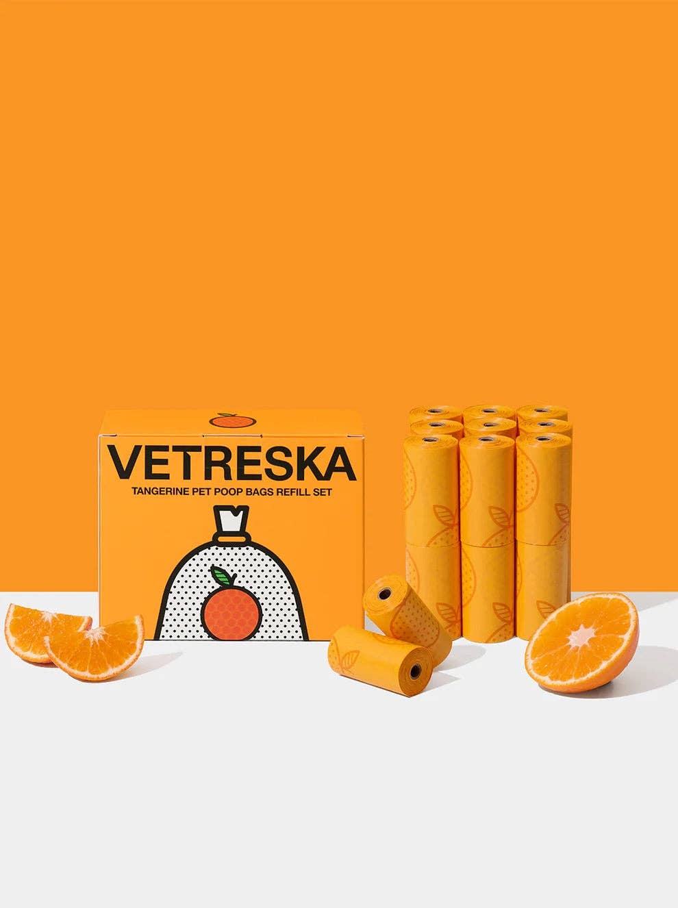 Vetreska Mandarijn poepzakjes - 12 rollen / 180 zakjes