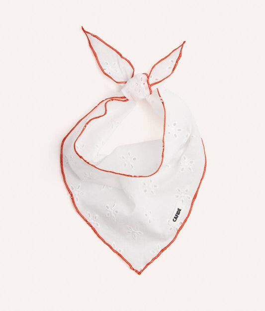 Hondenbandana met Engels geborduurd ontwerp, koraal en crème