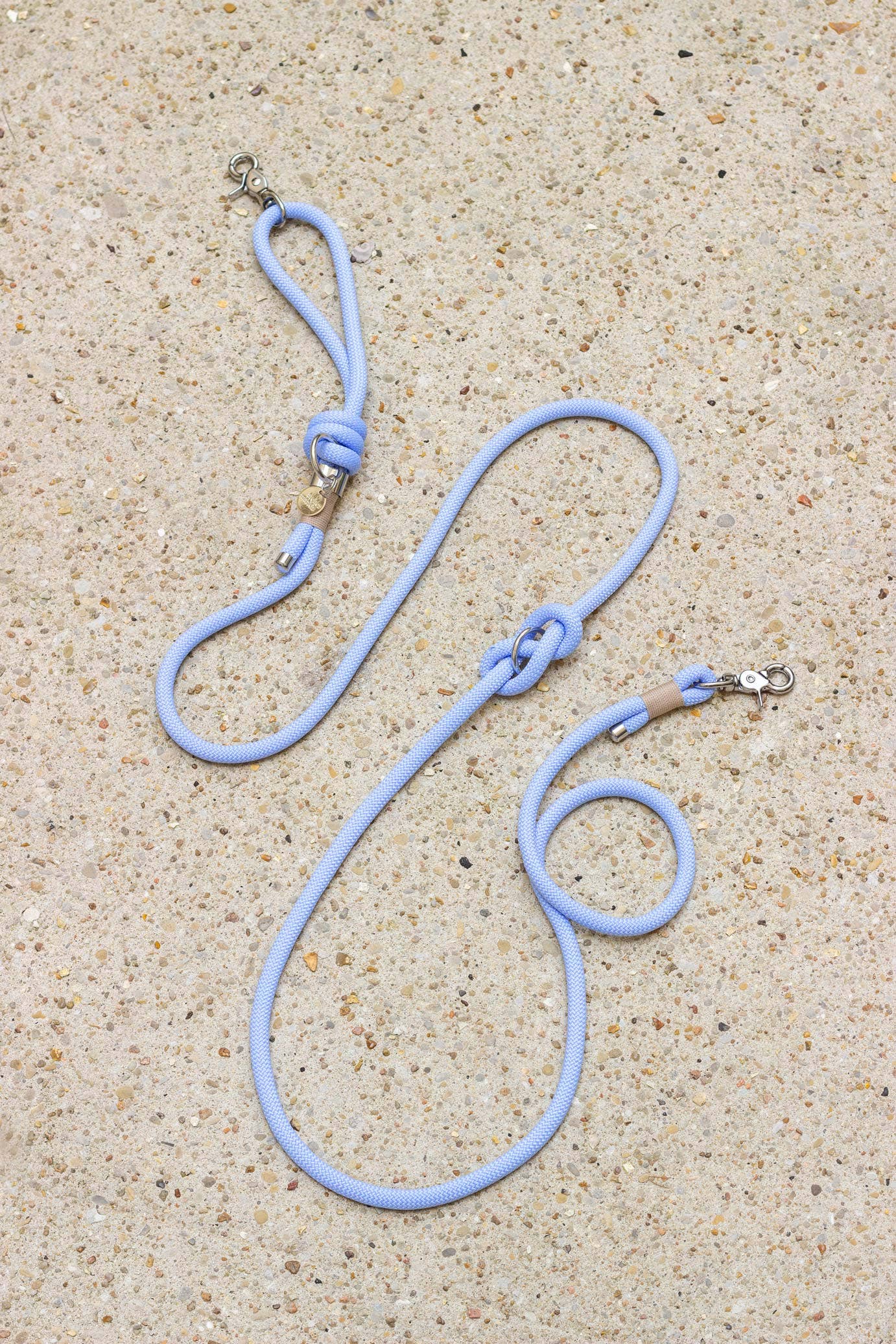 Polar blauwe hondenriem van touw: Verguld / 6 mm (kleine hond tot 5 kg) / Laisse simple 180 cm