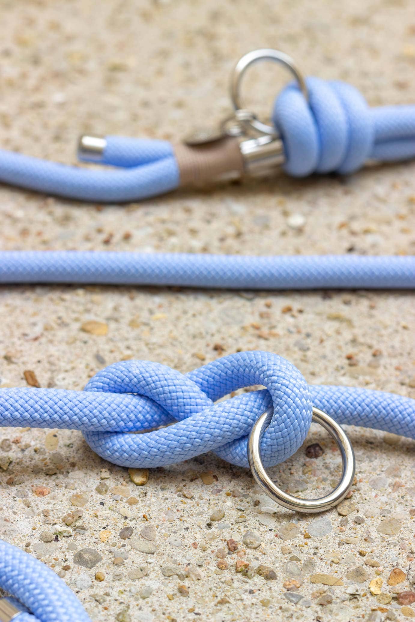 Polar blauwe hondenriem van touw: Verguld / 10 mm / Laisse simple 180 cm