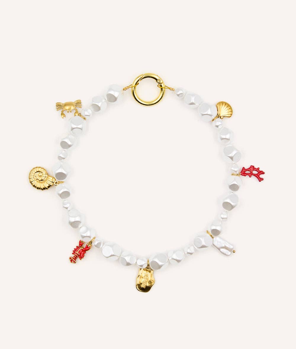 Halsband met charms Hond Koraal, Sira