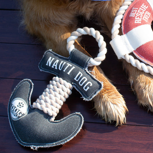 Nauti Dog - 30 cm canvas hondenknuffel met touw