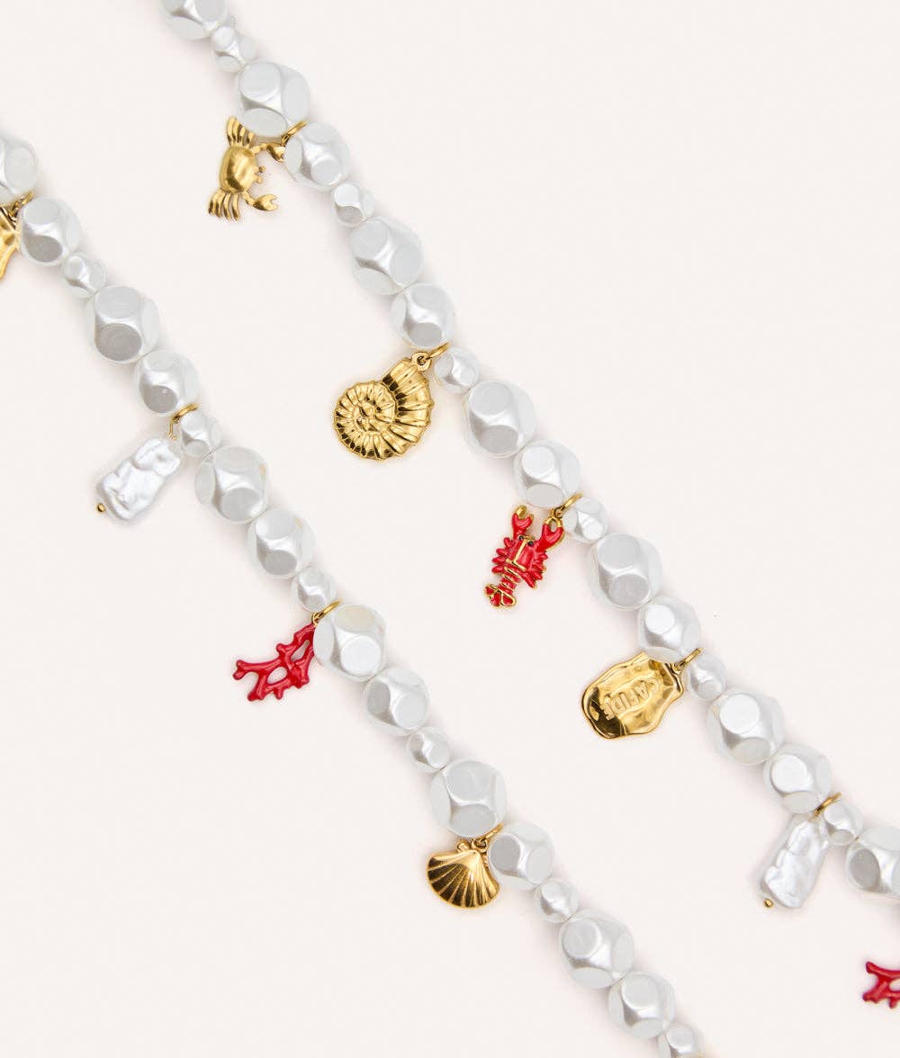 Halsband met charms Hond Koraal, Sira