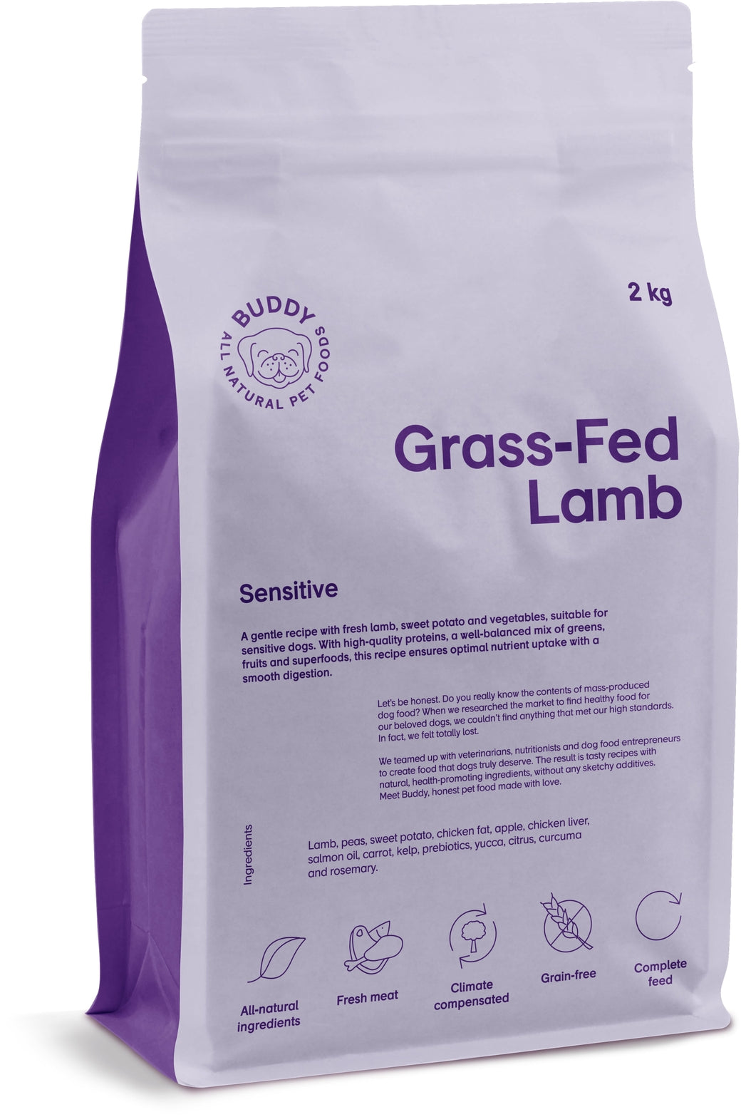 Natural hondenvoer Buddy grasgevoerd lam 2 kg